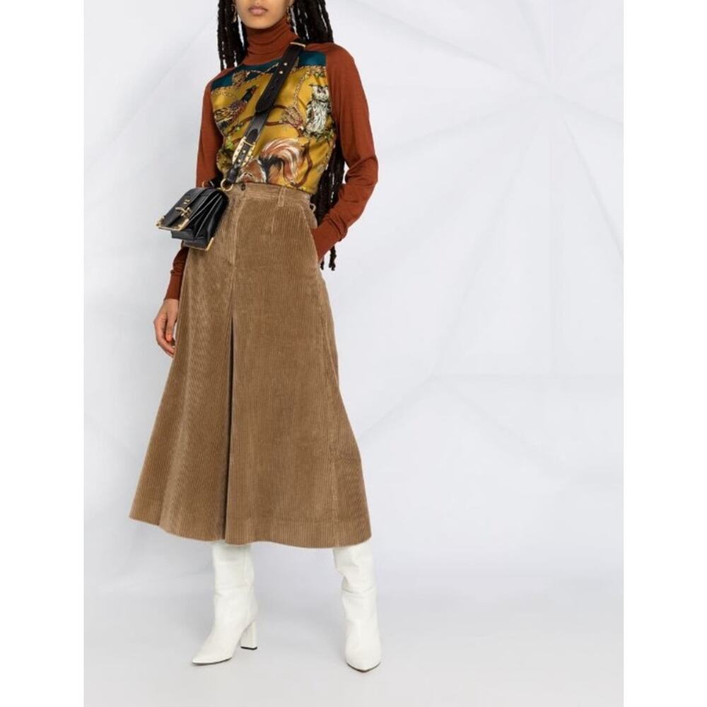 Dolce & Gabbana Corduroy Pants Culotte Trouser Wide Leg Tan Brown Women’s Size 4
